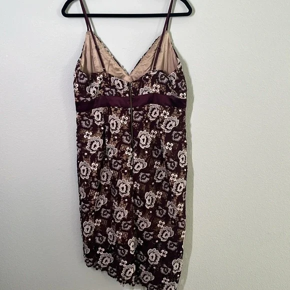 Bardot Dalia Burgundy Red Floral Asymmetrical Lace Dress – Size 12